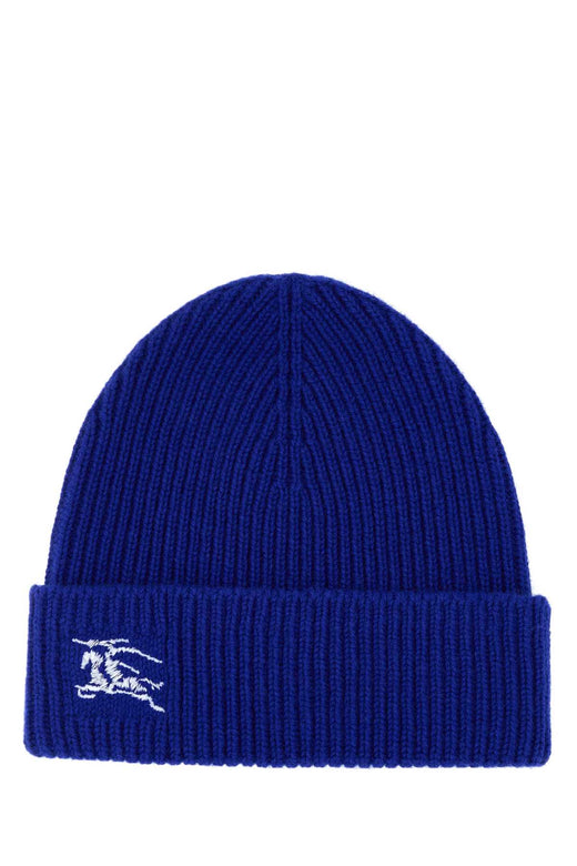 Burberry Cuffia Cashmere Ribbed Beanie — Blue Exterior: Beanies