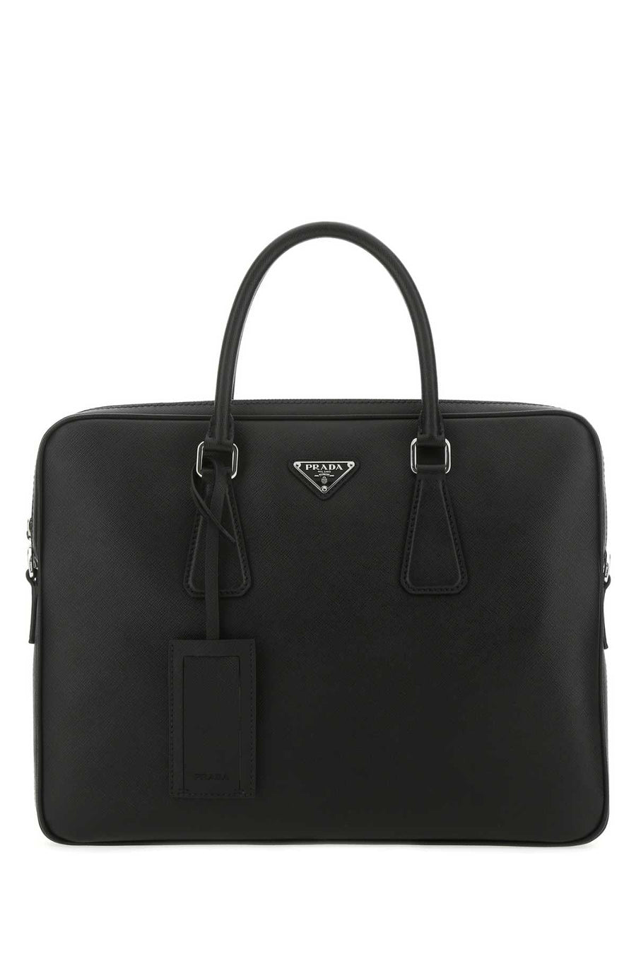 Prada Saffiano Travel Top Handle Bag — Black Vitello