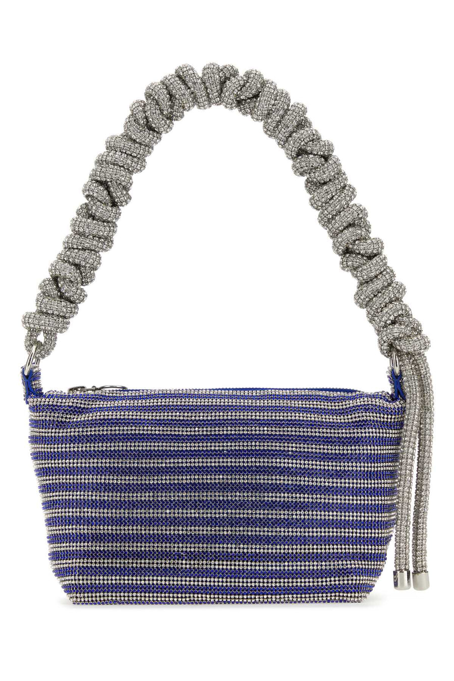 Kara Rhinestone Mesh Two-Tone Shoulder Bag — Blue