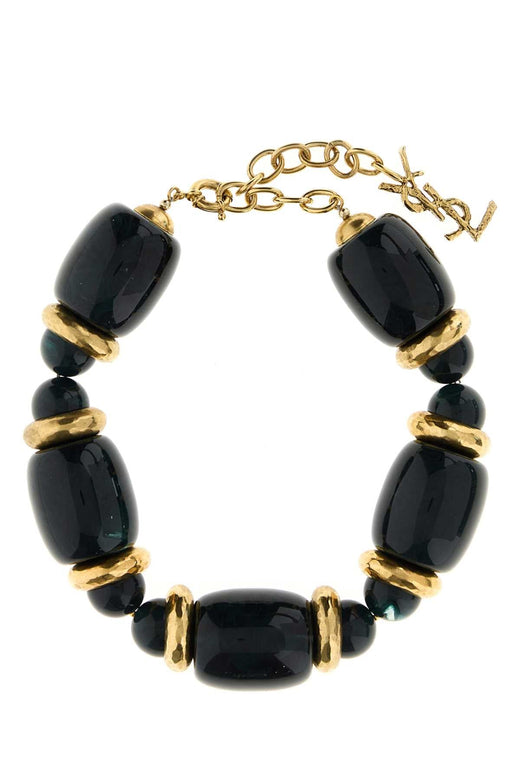 Saint Laurent Collier Court Tonneau Necklace — Black Necklaces