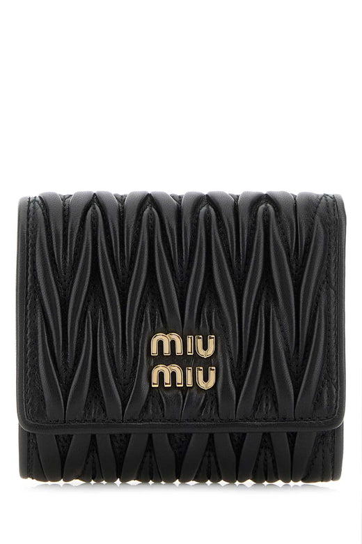 Miu Miu Matelassé Leather Wallet — Black