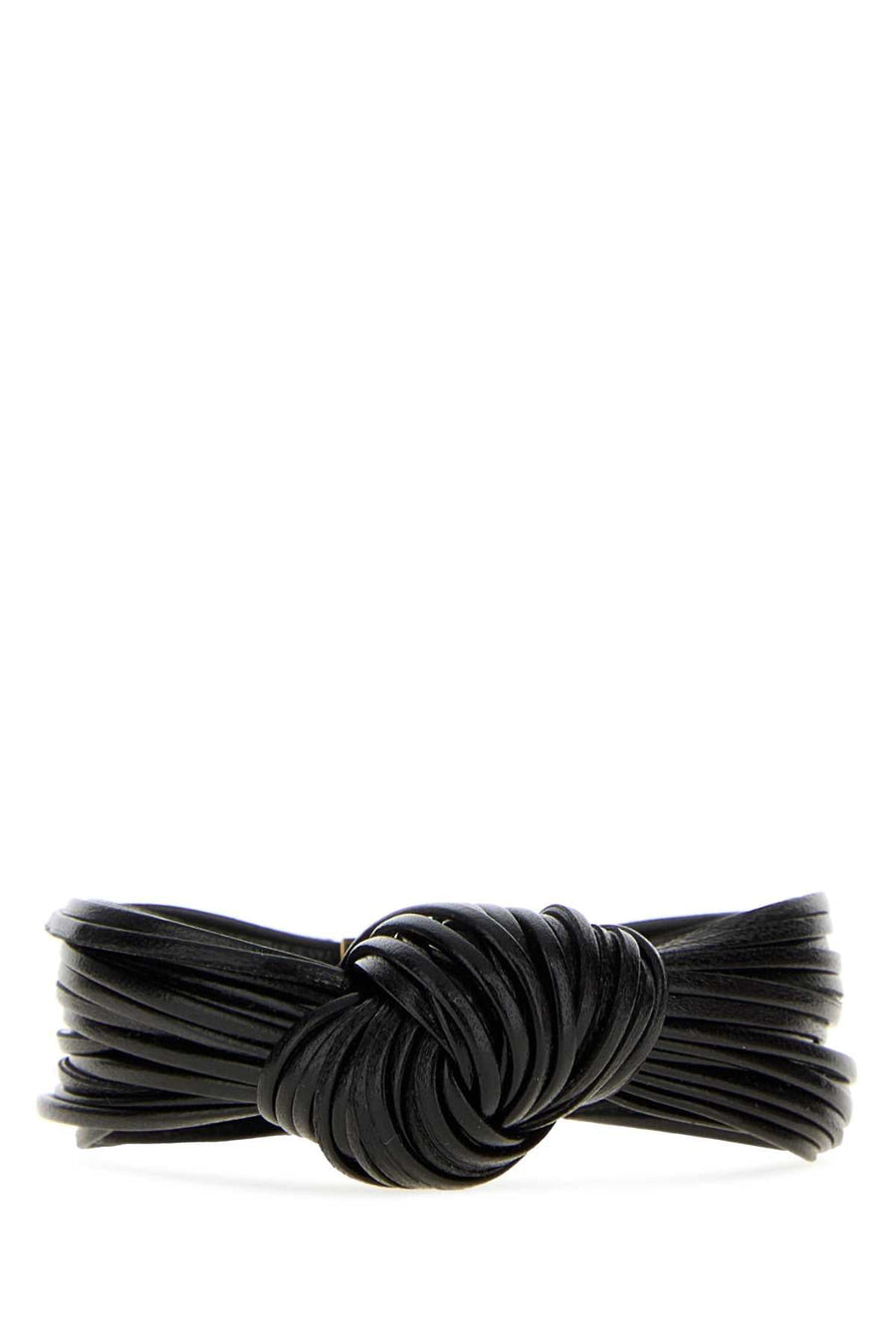Bottega Veneta Knotted Leather Bracelet — Black Bracelets