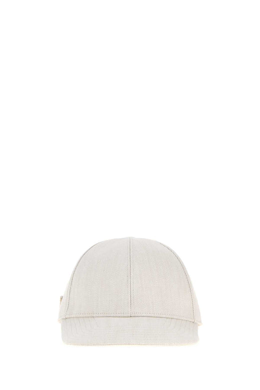 Prada Hat Chalk Denim Baseball Cap — White Exterior: Cotton Caps
