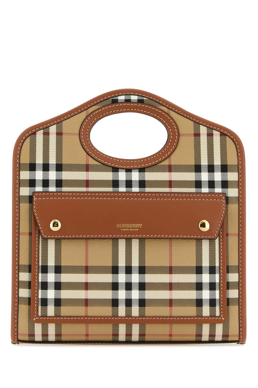 Burberry Vintage Check Canvas Top Handle Bag — Brown