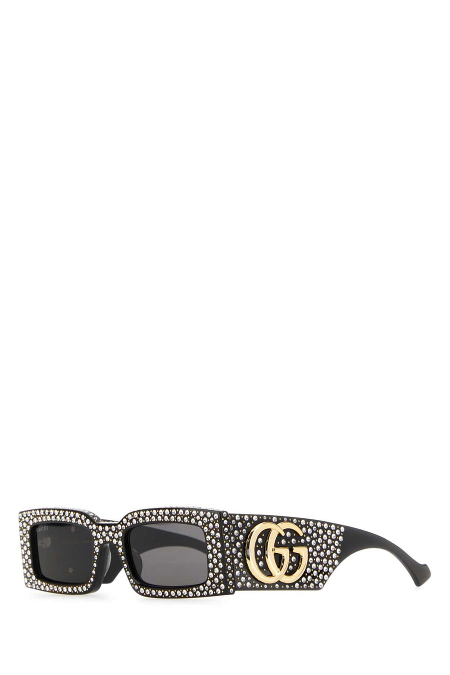Gucci Crystal-Embellished Acetate Sunglasses — Black Exterior