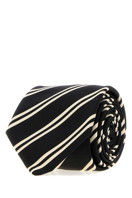 Saint Laurent Rayures Necktie — Black Exterior: Silk Lining: Neckties
