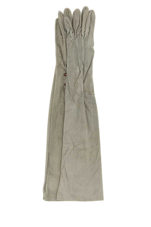 Prada Suede Long Gloves — Gray Agnello