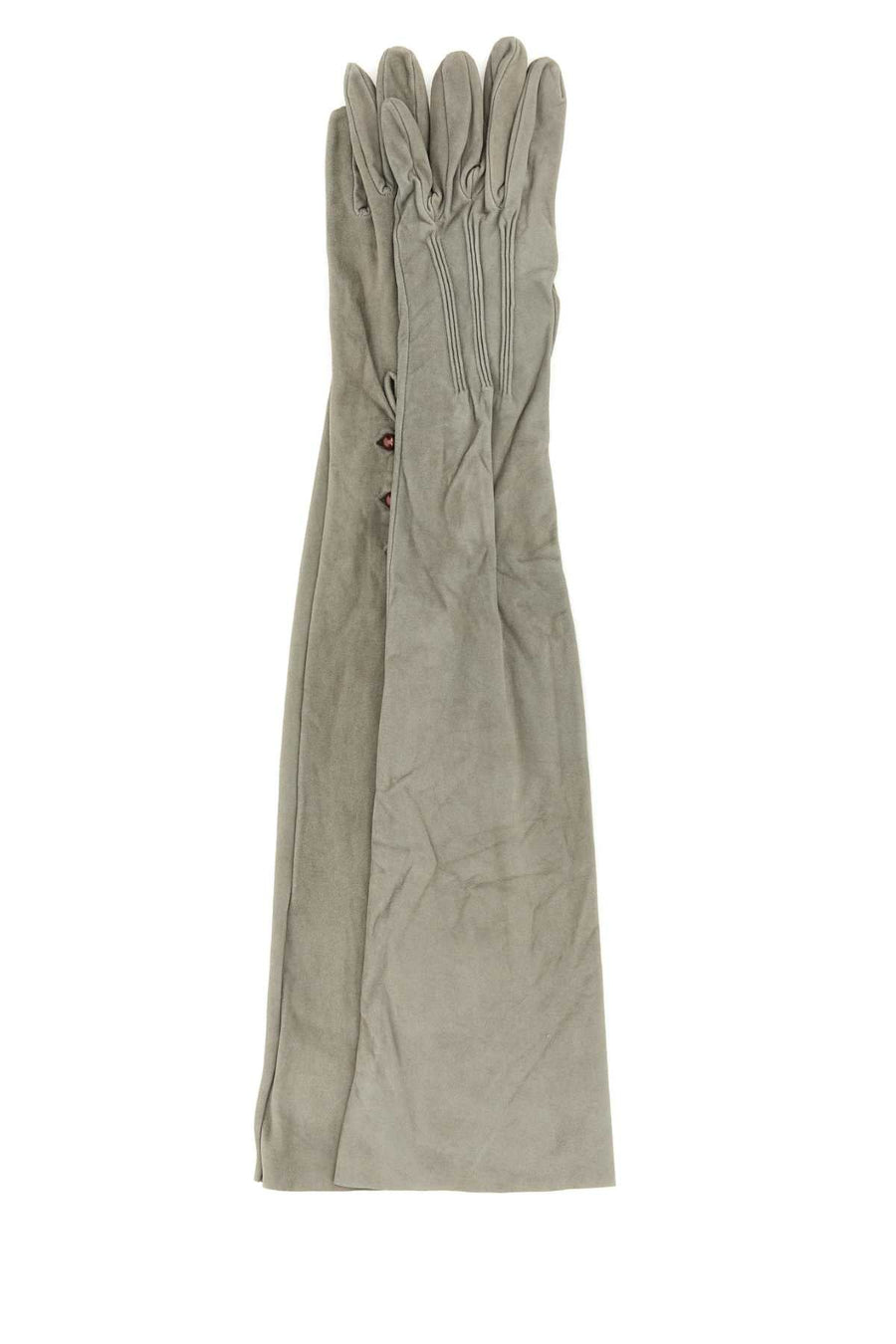 Prada Suede Long Gloves — Gray Agnello