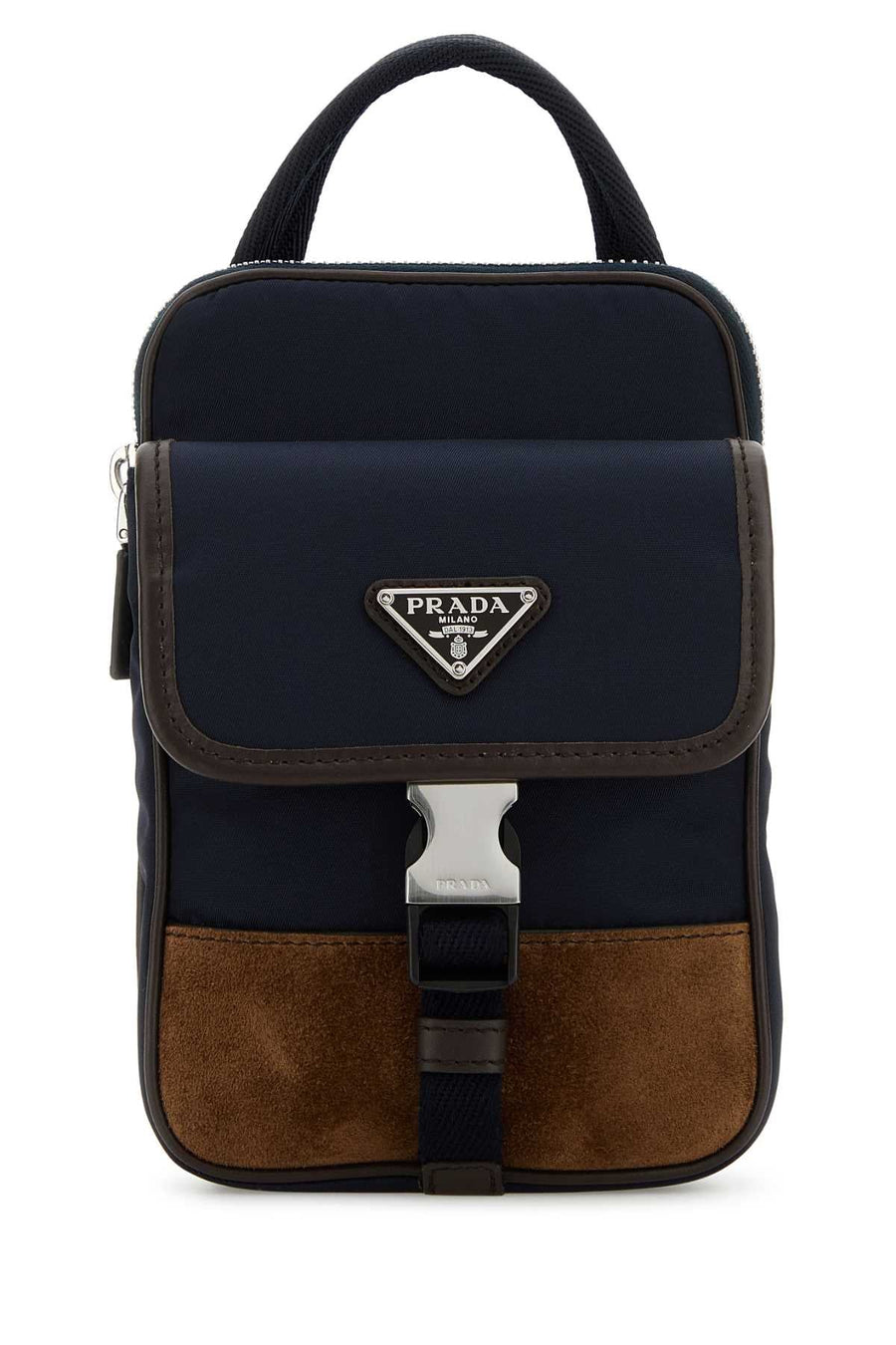 Prada Two-Tone Nylon And Suede Phone Wallet — Navy Poliammidericiclata-vitello