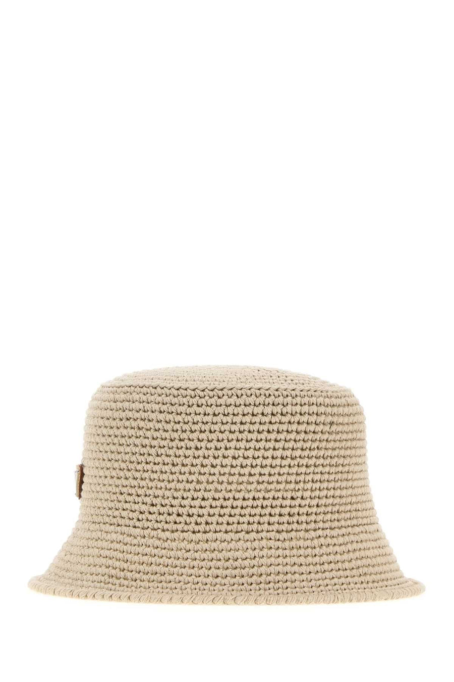 Prada Crocheted Cotton Bucket Hat — Beige Exterior
