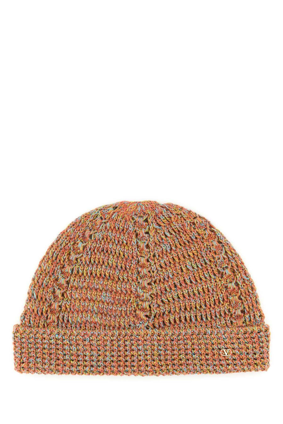 Valentino Garavani Beanie Linen Blend Knitted — Multicolor Exterior: Cotton Beanies