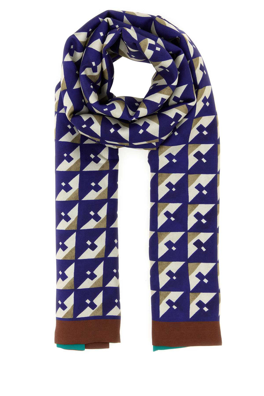 Miu Miu Printed Silk Foulard Scarf — Navy Exterior: Scarfs