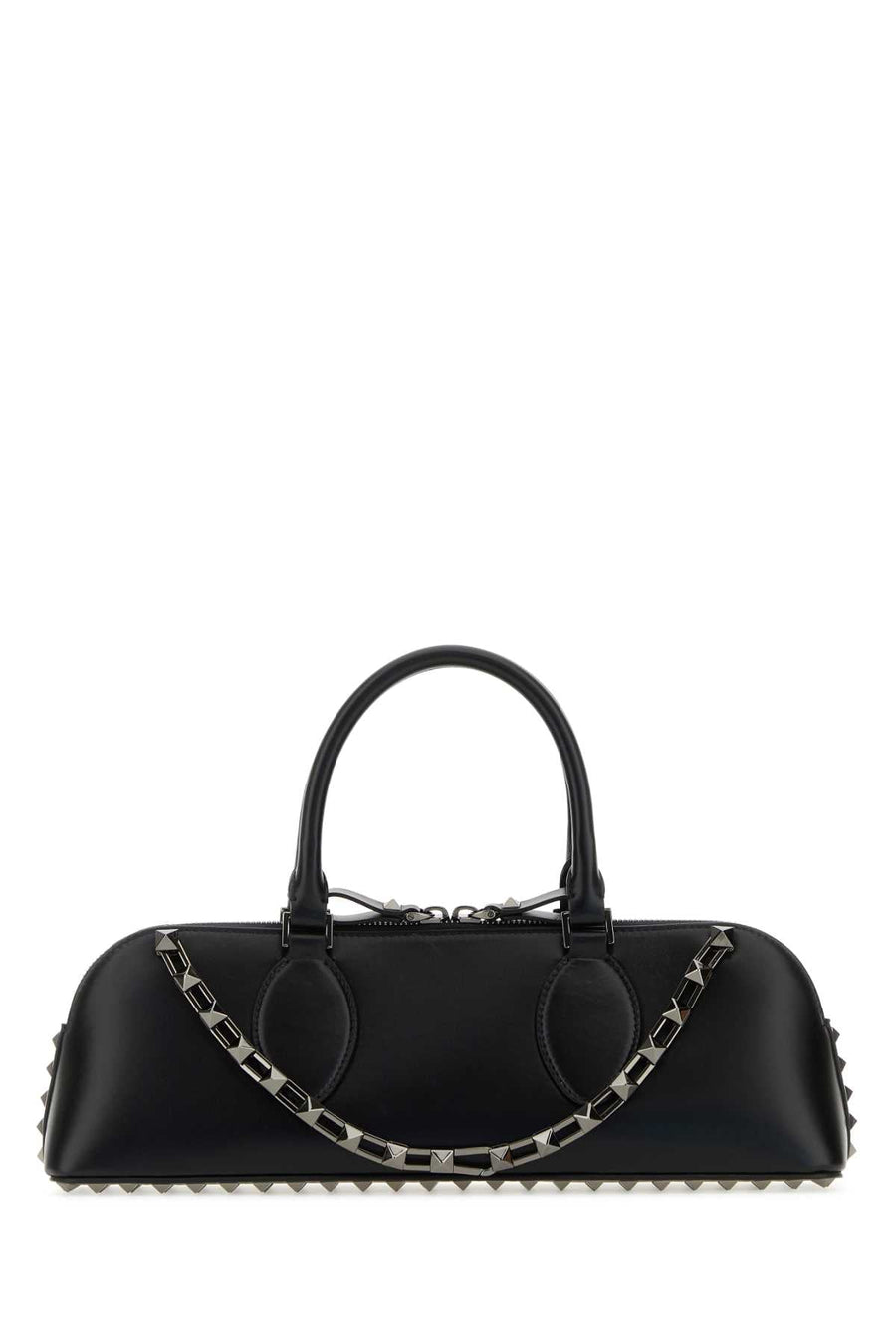 Valentino Garavani Rockstud-Embellished Leather Shoulder Bag — Black Exterior: Calf Lining