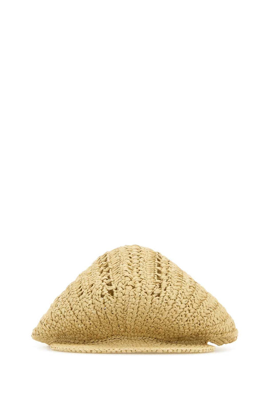 Prada Raffia Bucket Hat — Beige Exterior