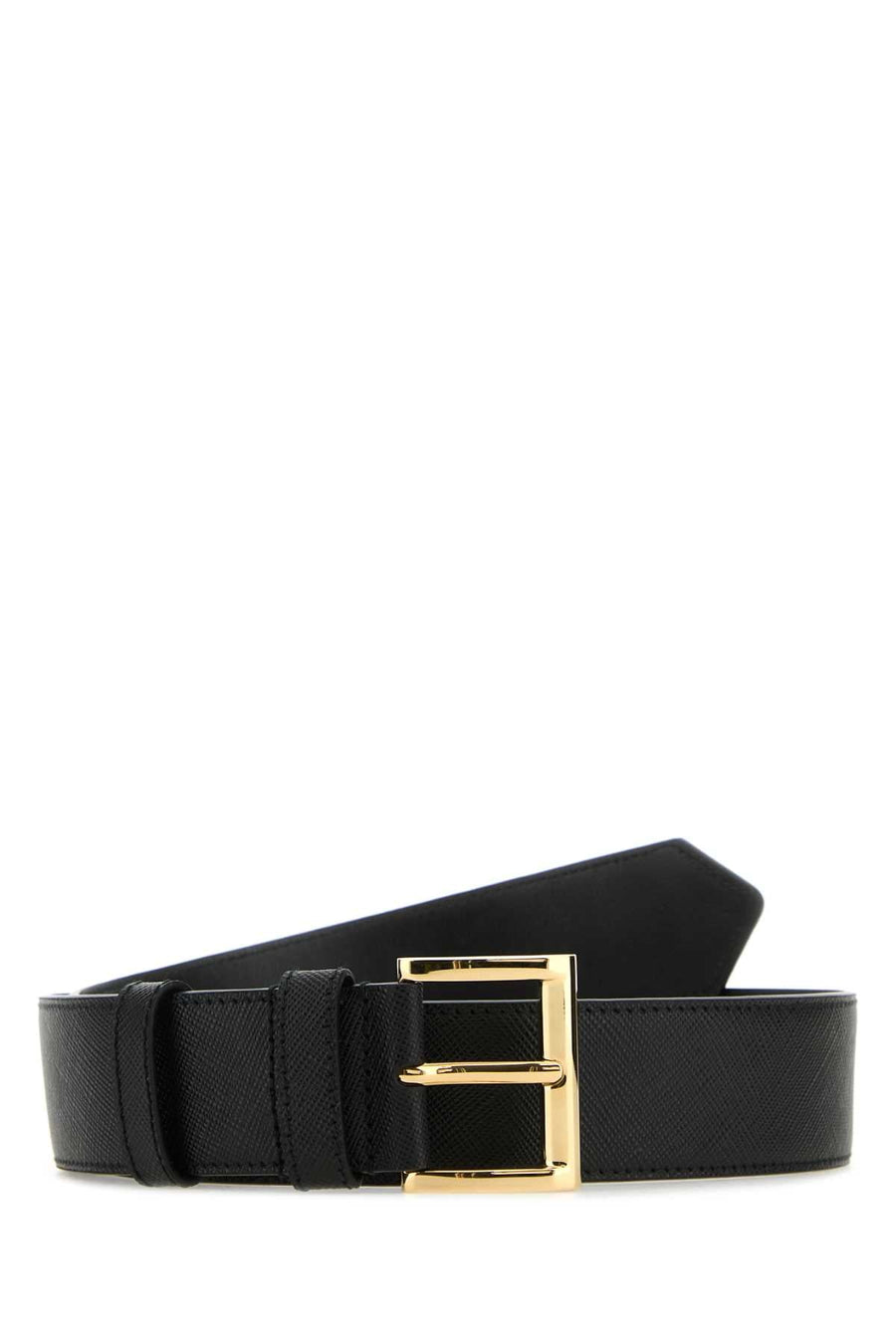 Prada Vitello Leather Belt — Black