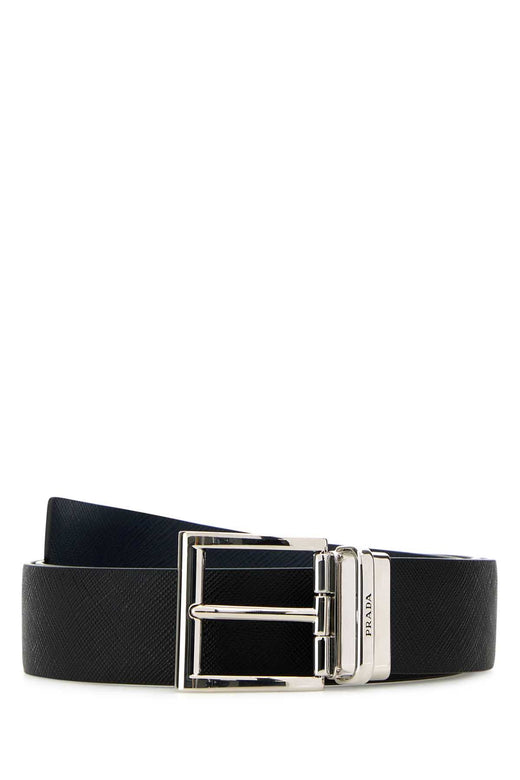 Prada Leather Reversible Belt — Black Vitello