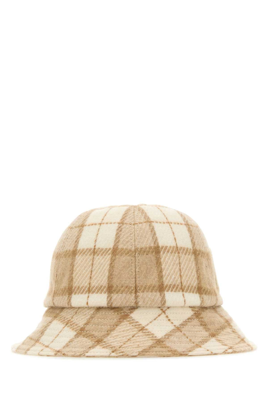 Helen Kaminski Wool Blend Check Bucket Hat — Beige
