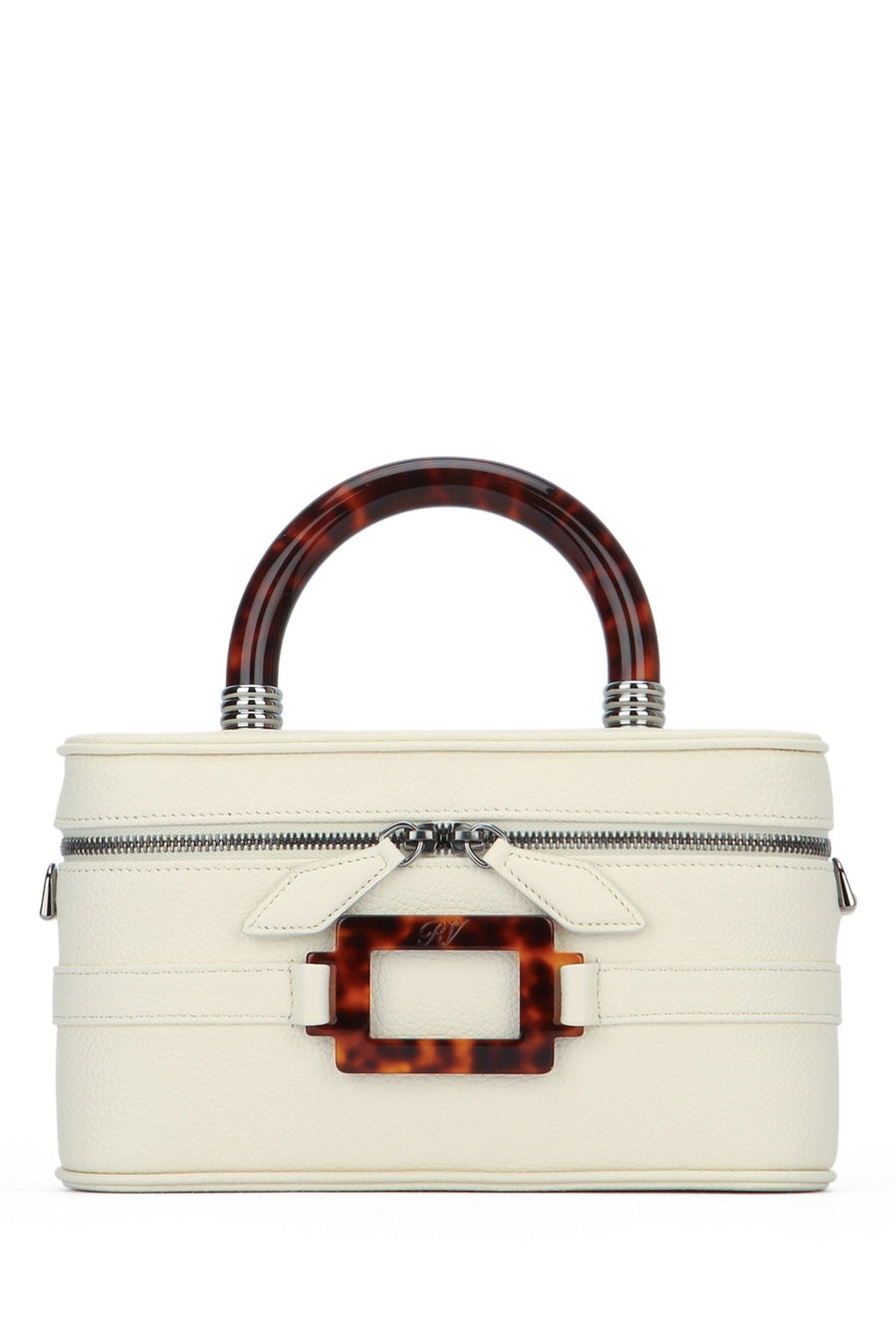 Roger Vivier Top Handle Bag — White Leather