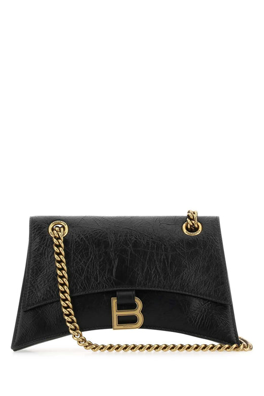 Balenciaga Crinkled Calf Leather Shoulder Bag — Black T Domesticated Le