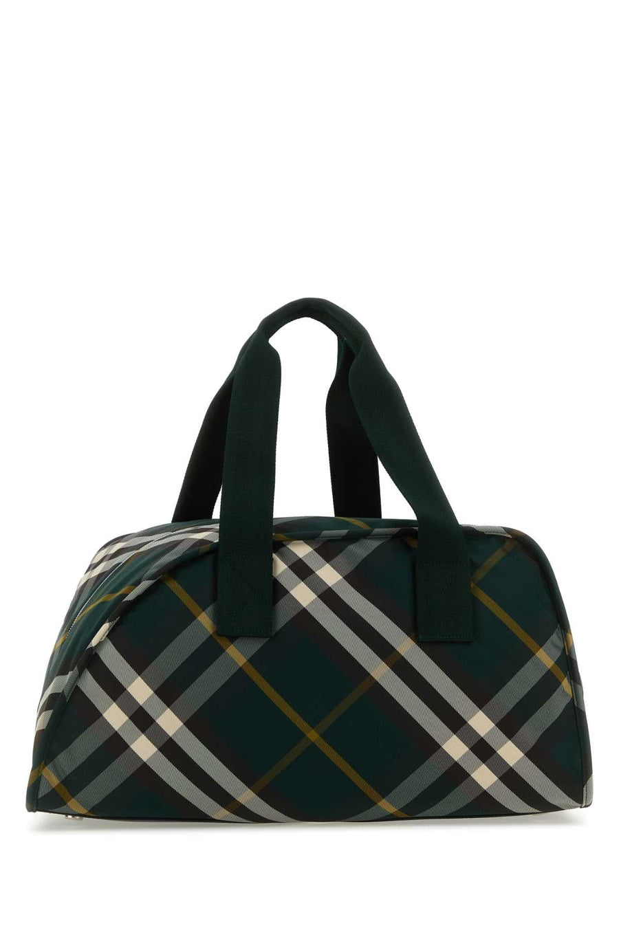 Burberry Diagonal Plaid Nylon Travel Bag — Green