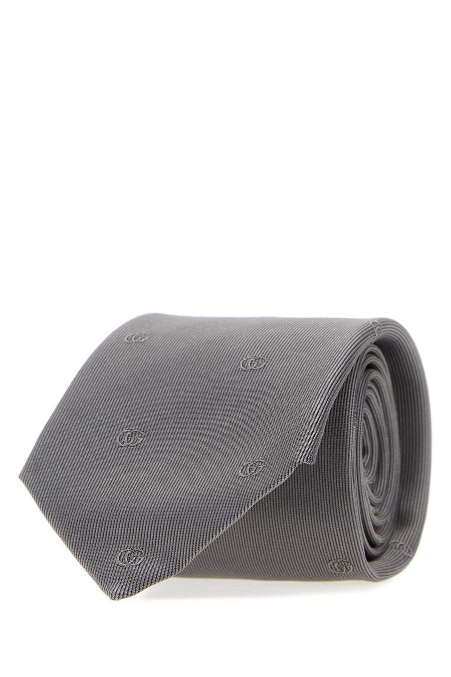 Gucci Running Necktie — Gray Silk Fabric Neckties