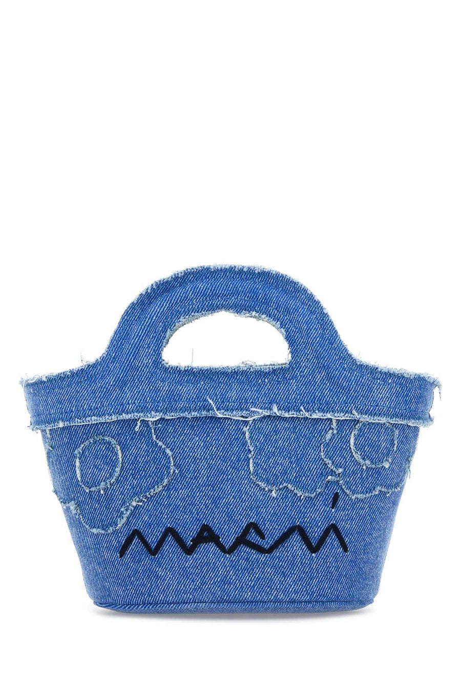 Marni Embroidered Denim Mini Bag — Blue