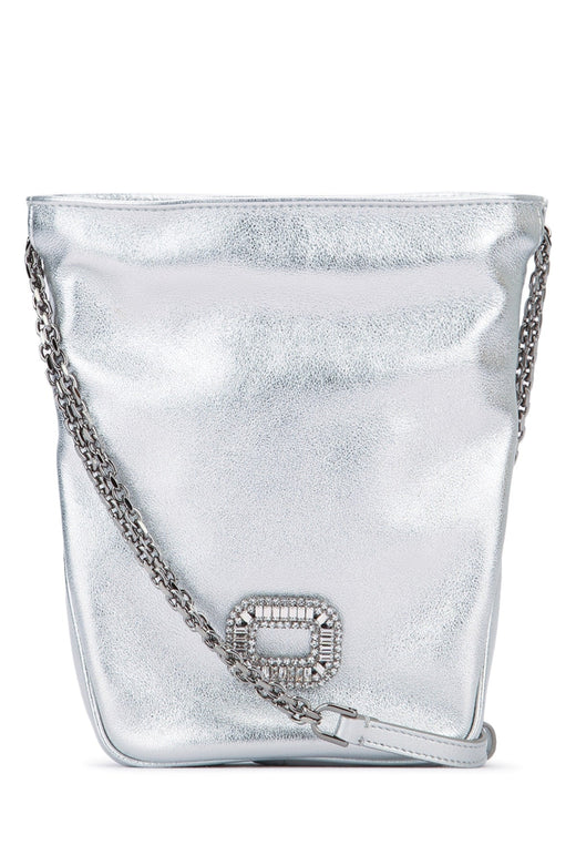 Roger Vivier Pocket Shoulder Bag — Silver Metallic Leather