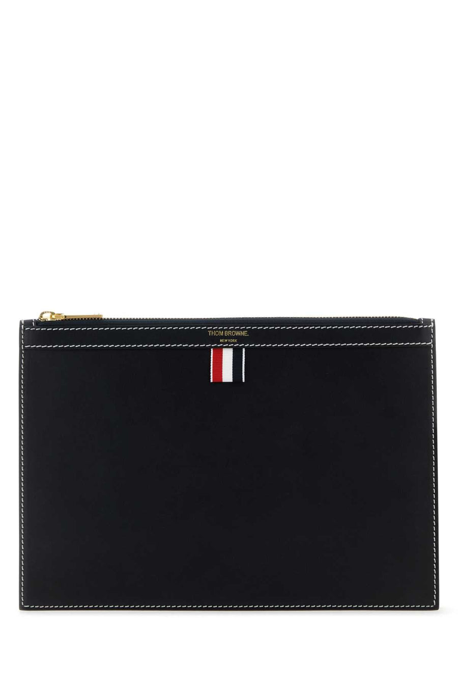 Thom Browne Leather Document Case Wallet — Navy