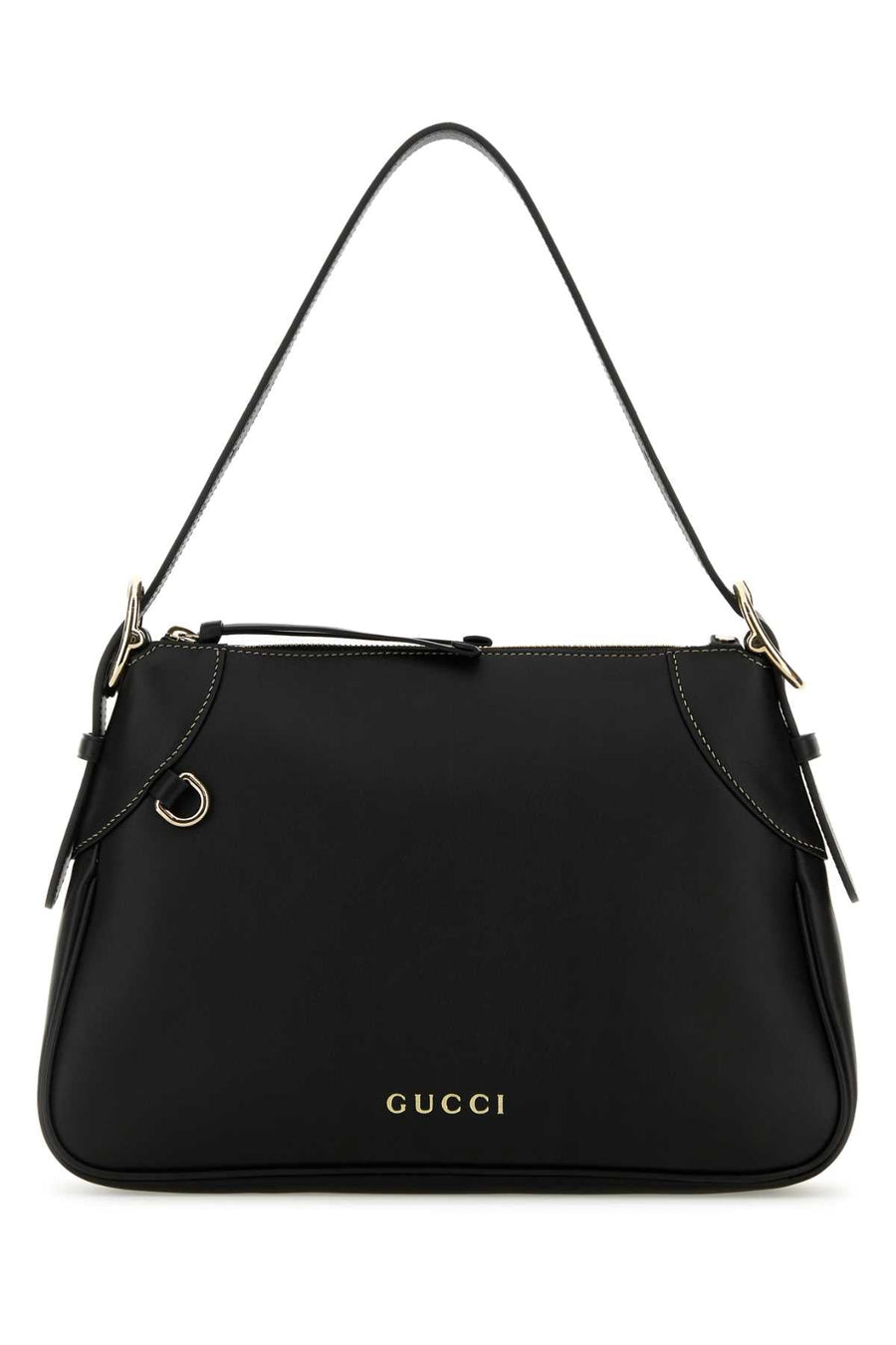 Gucci Emblem Shoulder Bag — Black