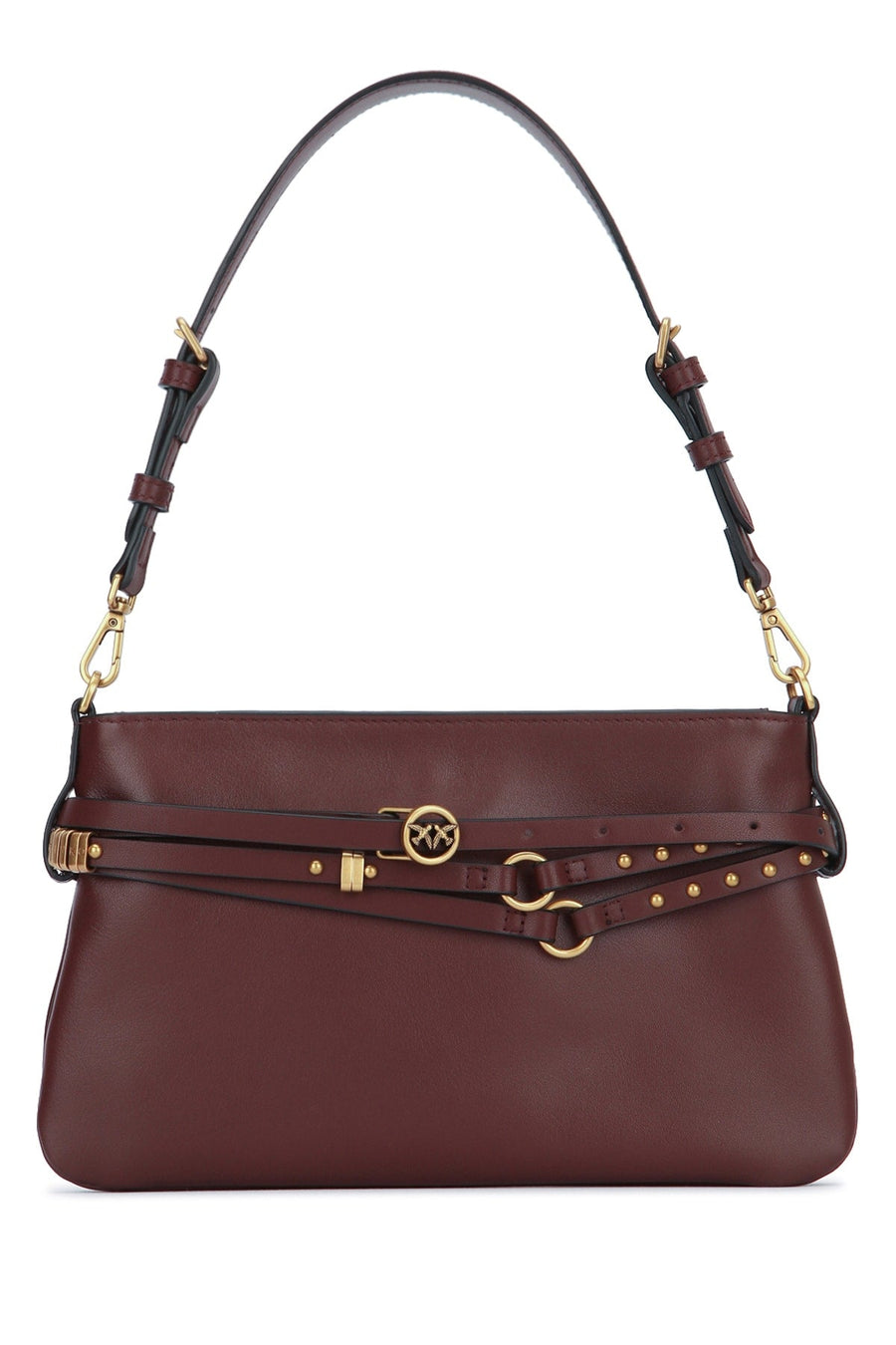 Pinko Vitello Shoulder Bag — Brown Morbido Leather