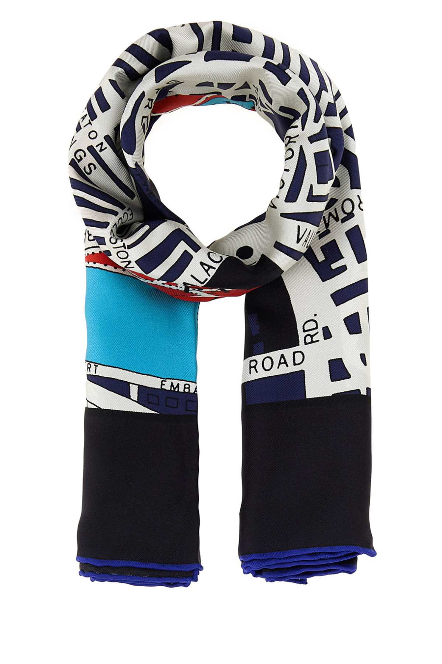 Burberry Logo & Geometric Silk Scarf — Multicolor Exterior: Scarfs