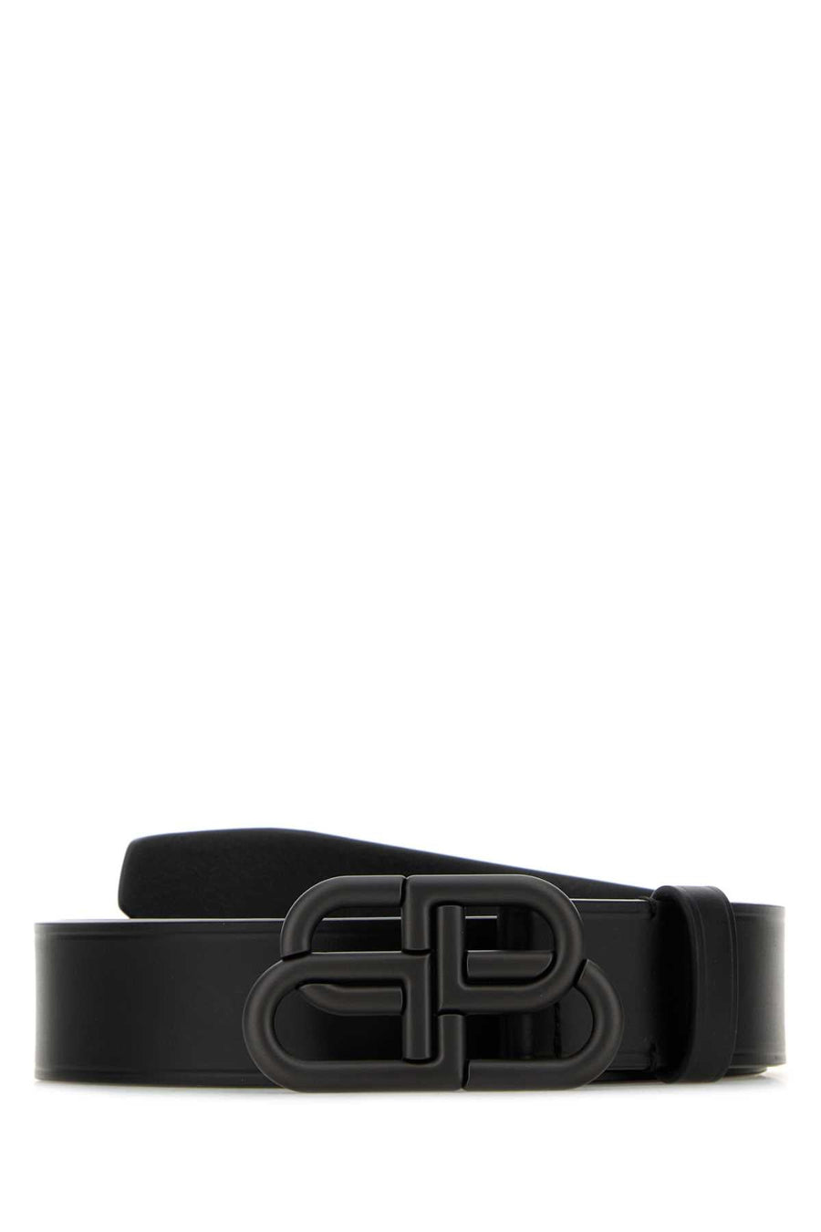 Balenciaga Logo-Buckle Leather Belt — Black