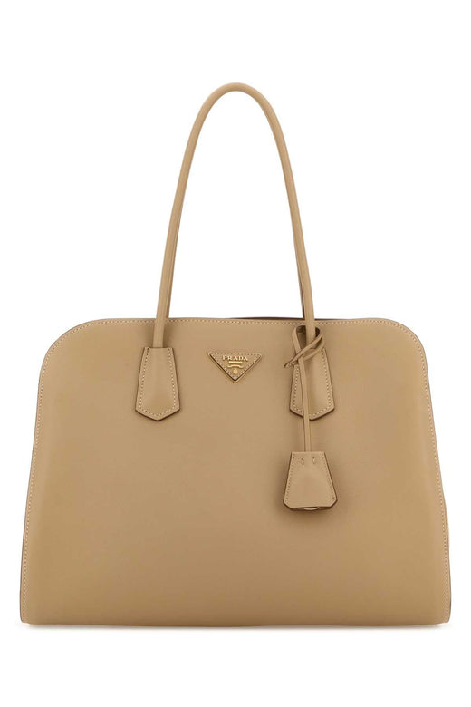 Prada Saffiano Leather Shoulder Bag — Beige