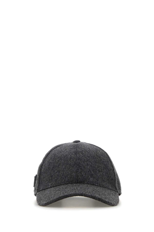 Prada Hat Flannel Baseball Cap — Gray Caps