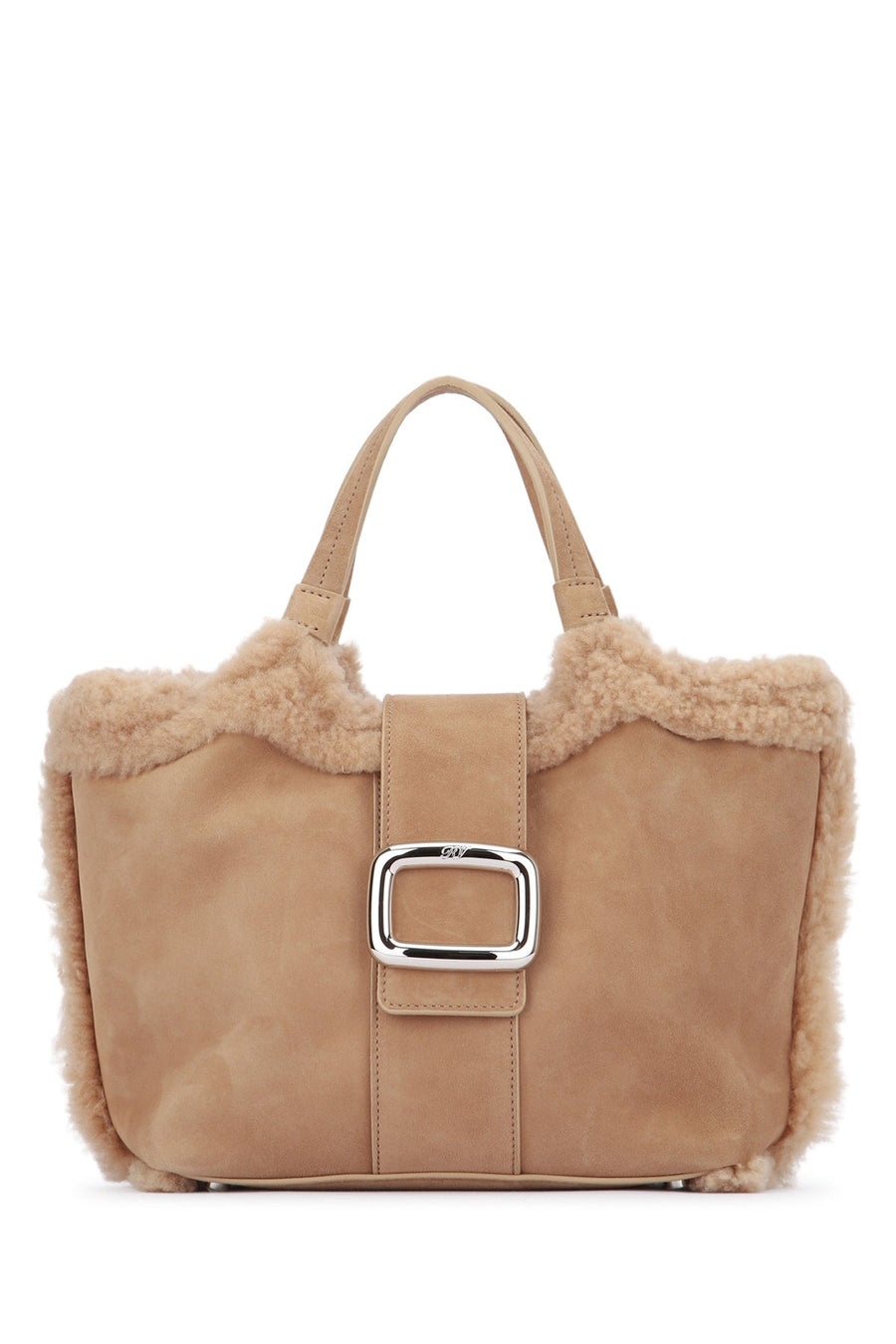 Roger Vivier Mano Shoulder Bag — Beige Suede