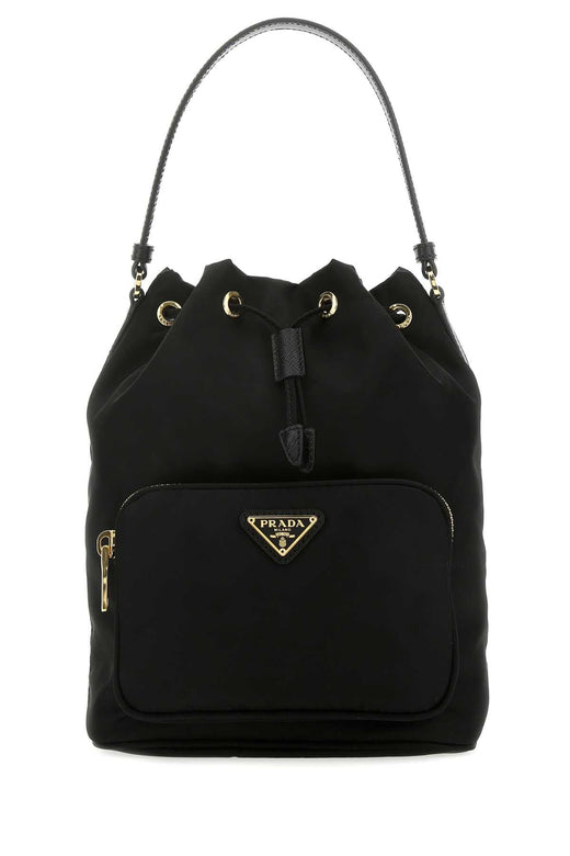 Prada Duet Bucket Bag — Black Poliammidericiclata-vitello