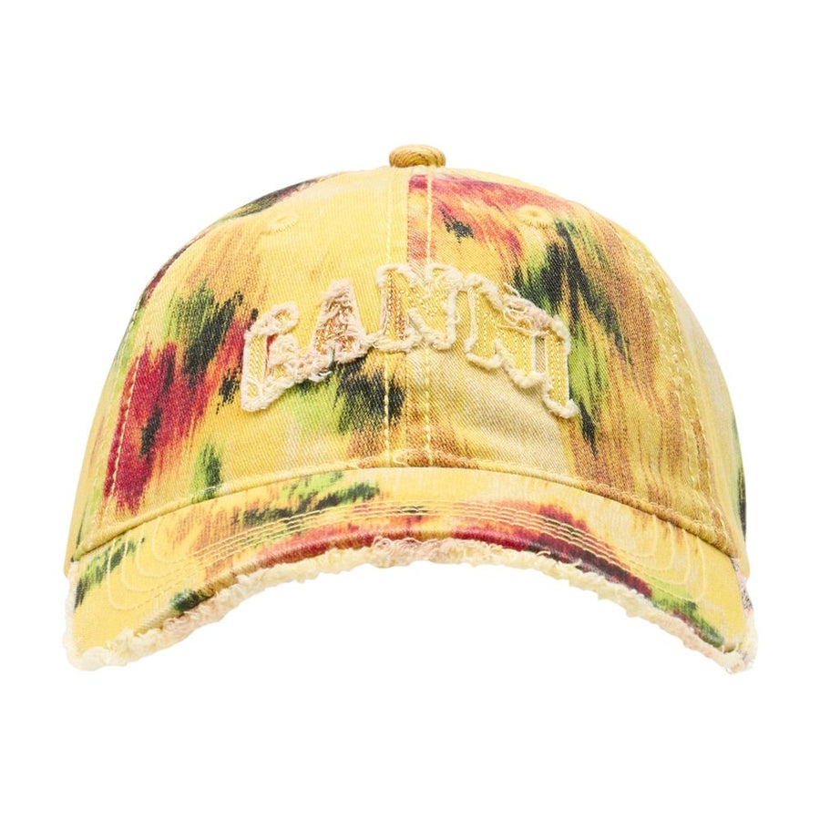 Ganni B3020171-01f Tie-Dye Cotton Baseball Cap — Yellow Caps