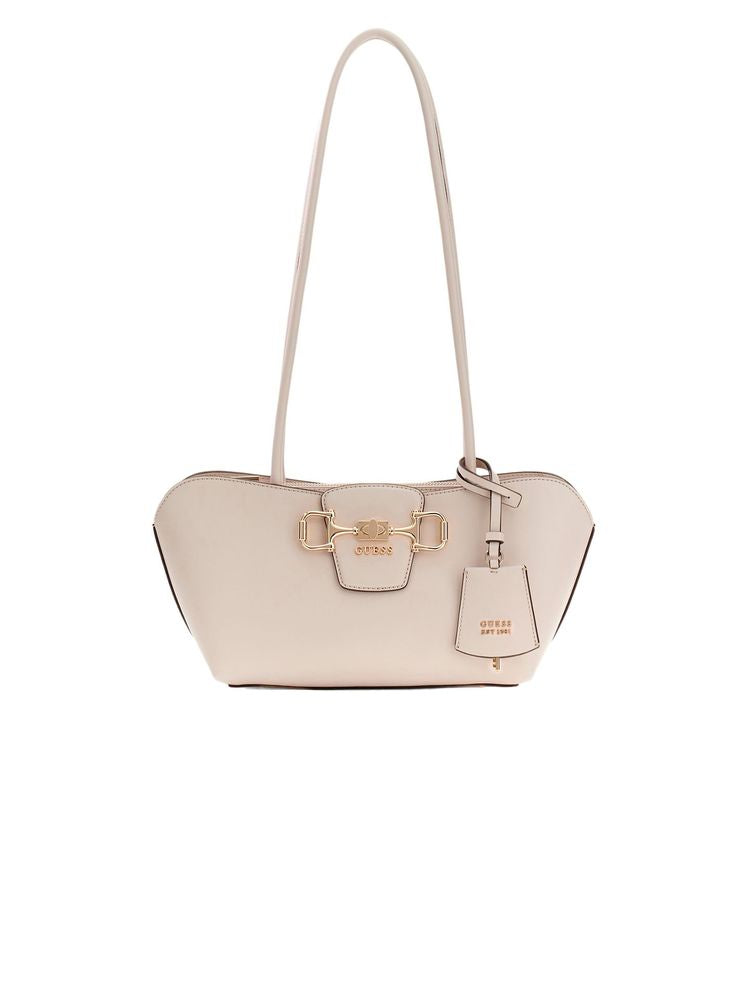 Guess Structured Polyurethane Shoulder Bag — Beige