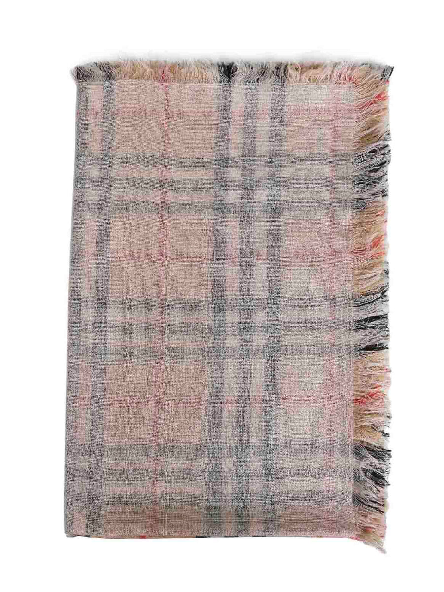 Burberry Archive Beige Check Silk And Wool Scarf — Scarfs