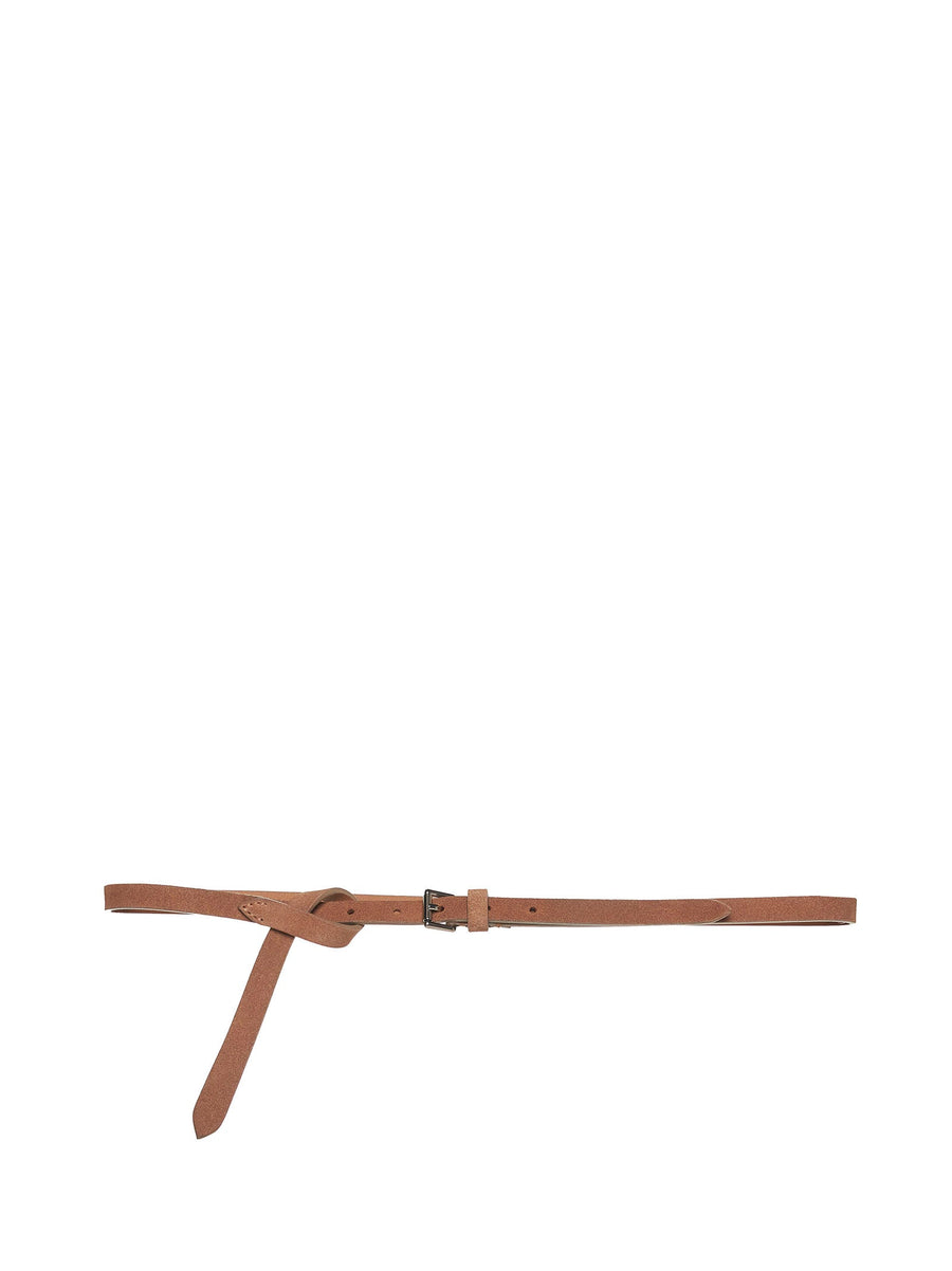 D 4.0 Suede Knot-Detail Belt — Brown Calf Leather