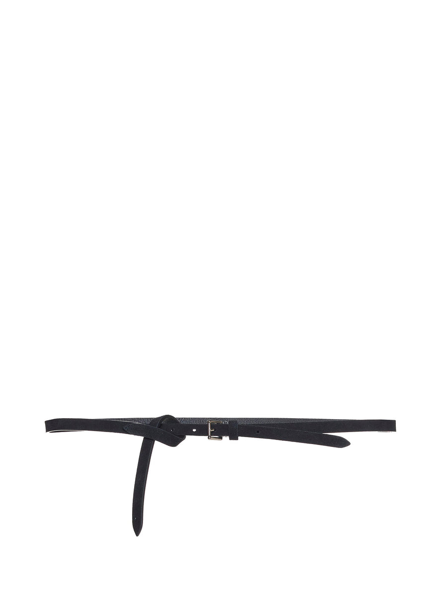 D 4.0 Suede With Metal Buckle Belt — Black Calf Leather