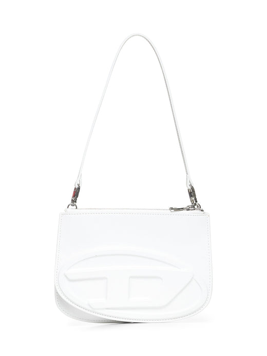 Diesel Embossed Logo Leather Shoulder Bag — White Bovine