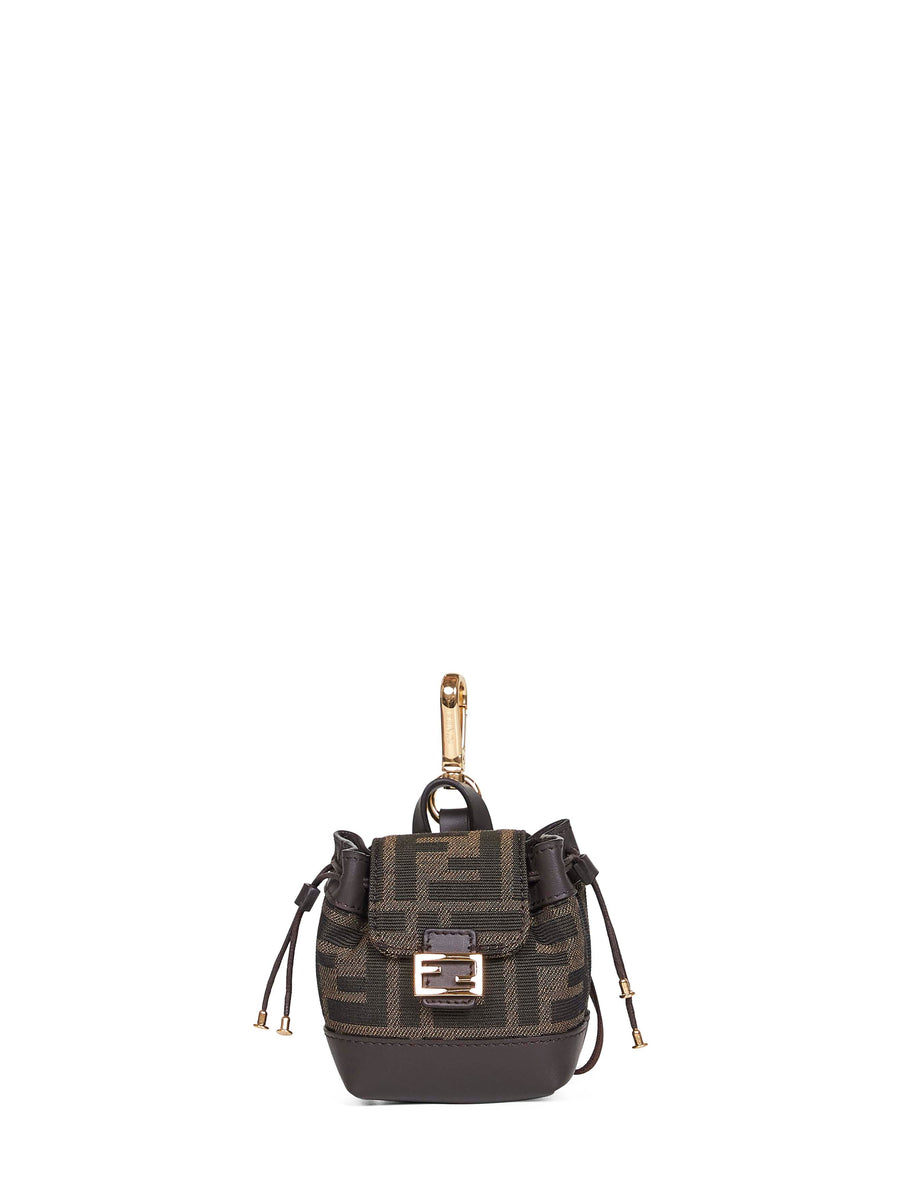 Fendi Ff Jacquard Nano Backpack Charm — Brown Polyester