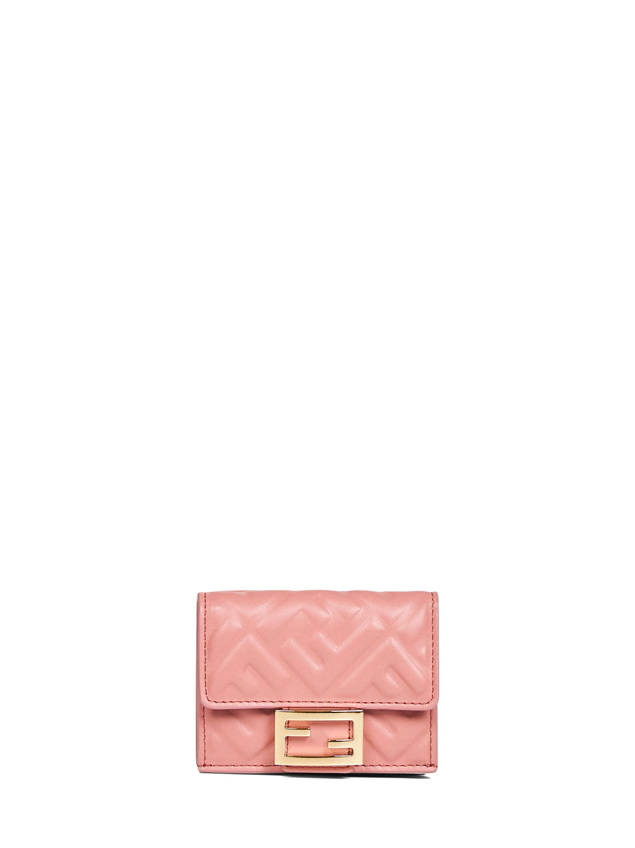 Fendi Quilted Lambskin Tri-Fold Wallet — Pink & Purses