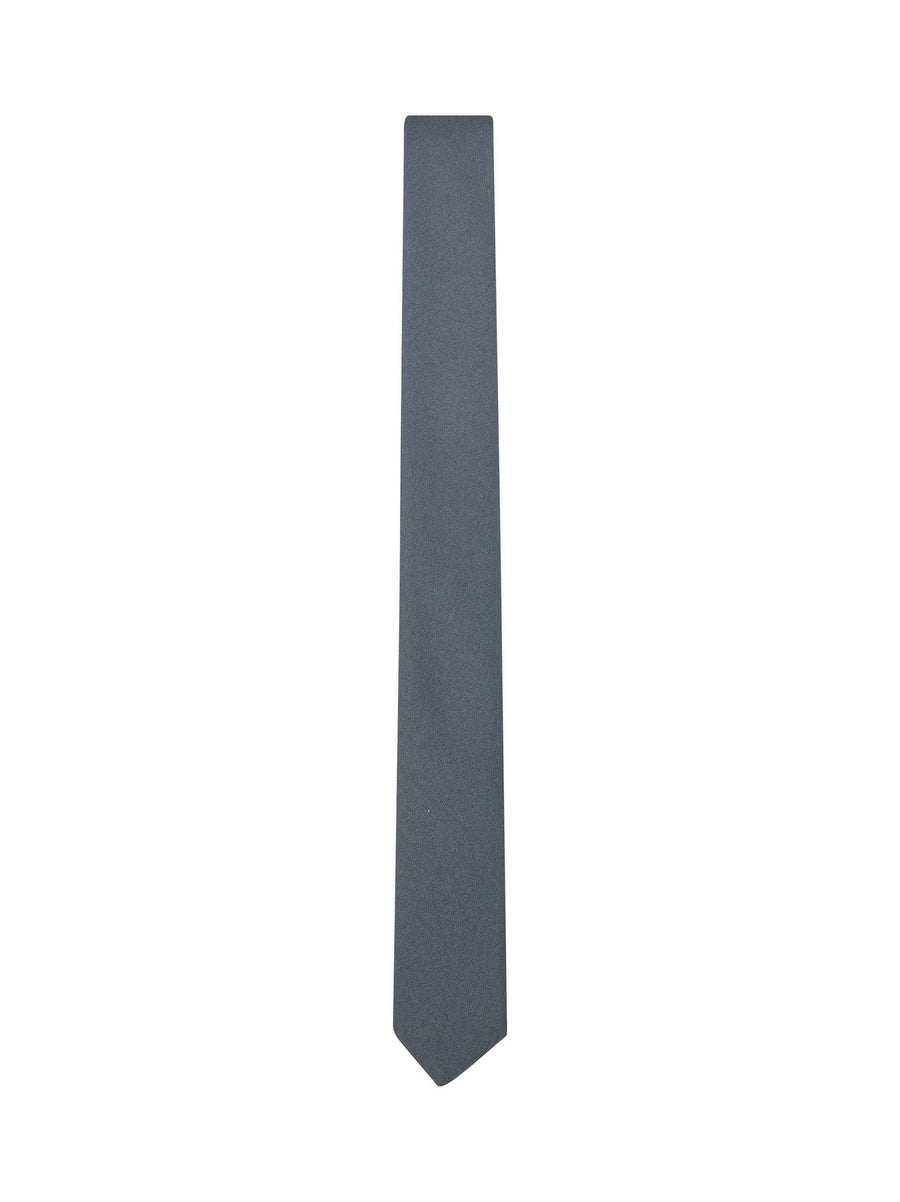 Gucci Crepe-Effect Slim Necktie — Gray Polyester Neckties