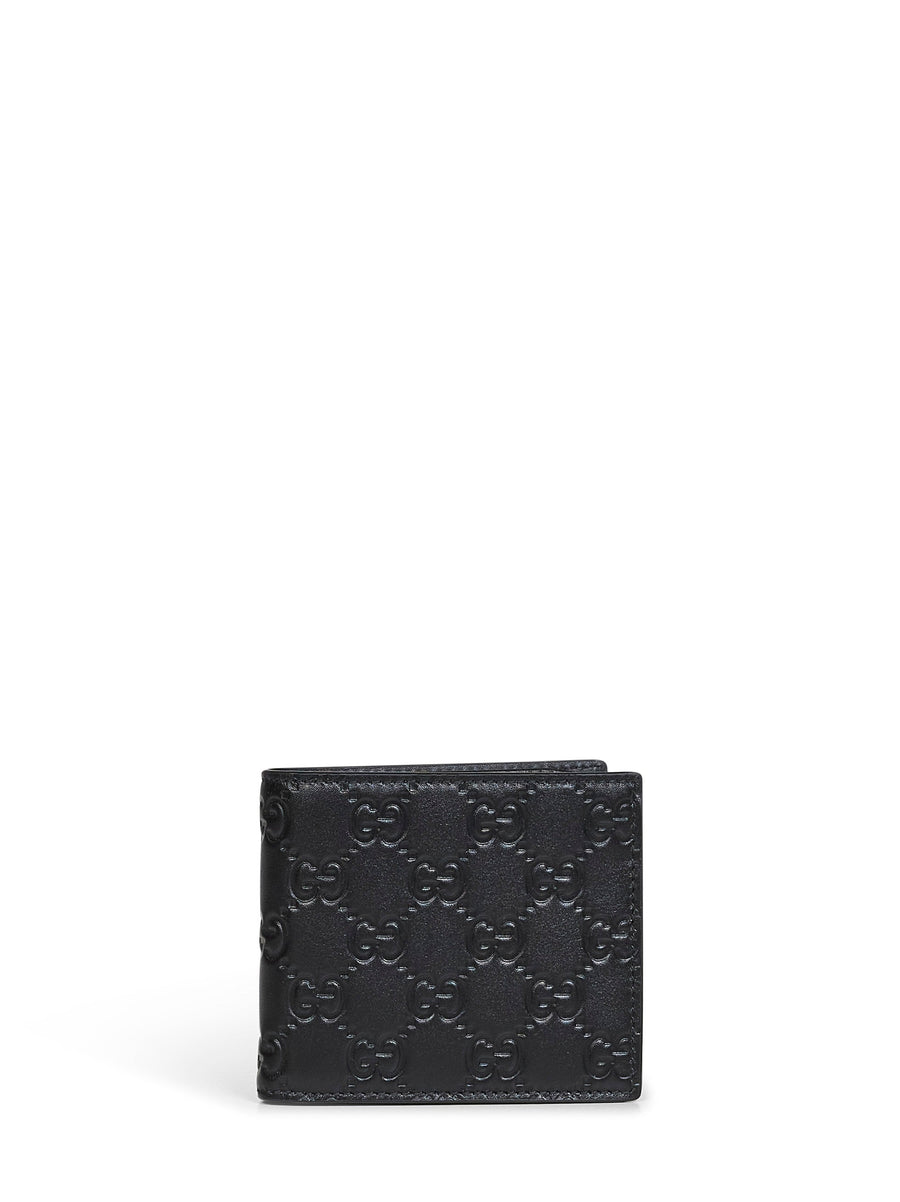 Gucci Embossed Gg Calf Leather Wallet — Black