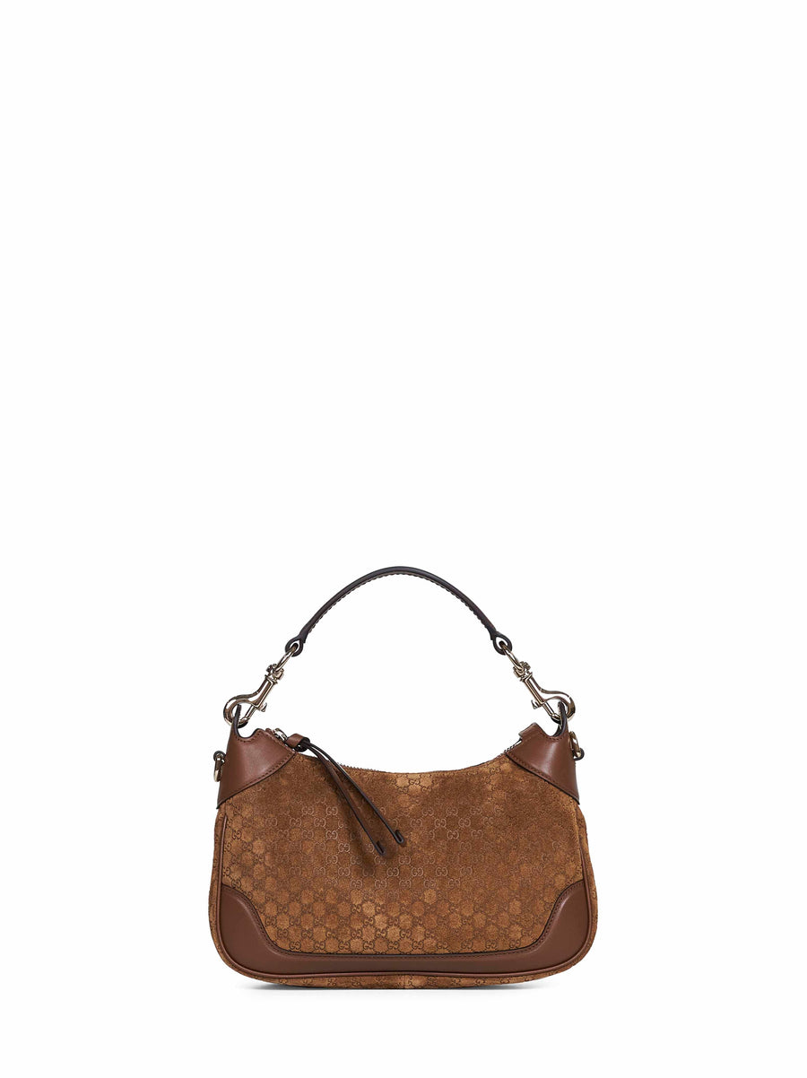 Gucci Gg Suede Shoulder Bag — Brown Calf Leather