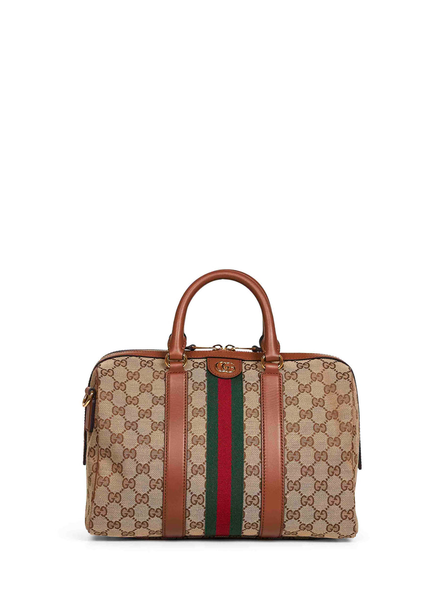 Gucci Boston Top Handle Bag — Beige Polyester