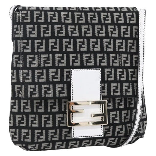 Fendi Vintage Flap Zucchino Canvas Black Bag