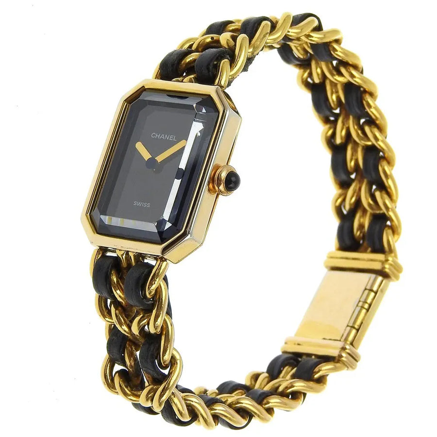 Chanel Premiere Rock Quartz Plated Metal And Leather Watch